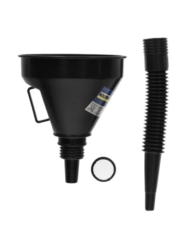 Embudo Boca Ancha Ø 145 mm.Con Prolongador Flexible y Filtro Metalico. Embudo gasoil, embudo gasolina, embudo combustible