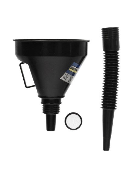 Embudo Boca Ancha Ø 145 mm.Con Prolongador Flexible y Filtro Metalico. Embudo gasoil, embudo gasolina, embudo combustible