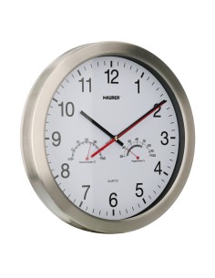 Reloj De Pared Ø 30 cm. Con Higrometro y Termometro. Frontal En Acero 2