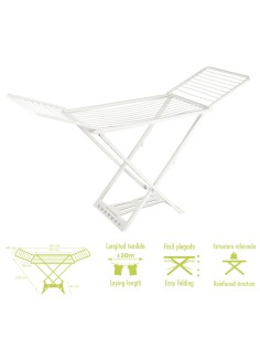 Tendedero Plegable Resina Con Alas 20 Metros De Tendido 2