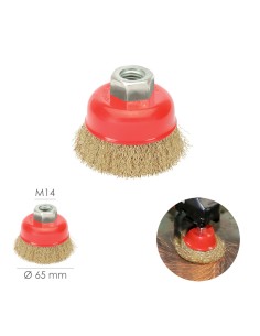 Cepillo Taza Con Alambre De Acero Latonado Rosca M14, Ø 65 mm. Alambre de Ø 0,30 mm. 2