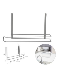 Colgador Portarrollos Papel Cocina, Acero Para Puertas, Encimeras, Muebles. 32,5x18x10 cm. 2