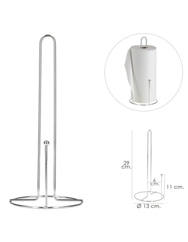 Portarrollos Papel Cocina Vertical, Cromado, 13x29 cm.
