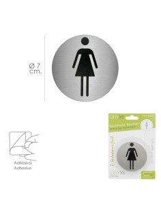 Placa Adhesiva Baño "Mujer" Acero Inoxidable Ø 7 cm. 2