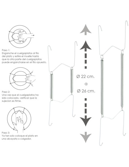 Cuelgaplatos Muelle Para platos de Ø 22 a 26 cm.