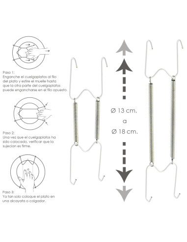 Cuelgaplatos Muelle Para platos de Ø 13 a 18 cm.