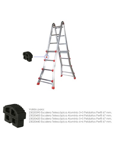 Contera Escaleras Telescopicas Perfil de 67 mm. Tramos Interior. Version 2019