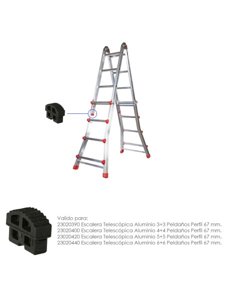 Contera Escaleras Telescopicas Perfil de 67 mm. Tramos Interior. Version 2019