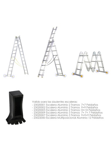 Contera Larguero Escalera 2 y 3 tramos / Escalera Multiposicional con Perfil 58 mm. Versión 2019