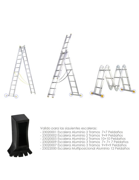 Contera Larguero Escalera 2 y 3 tramos / Escalera Multiposicional con Perfil 58 mm. Versión 2019