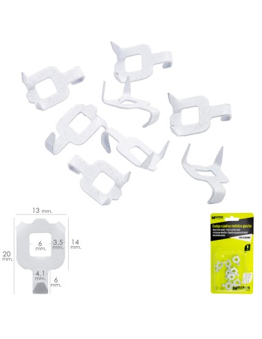 Cuelga Cuadros Metalico Gancho Blister 8 Piezas