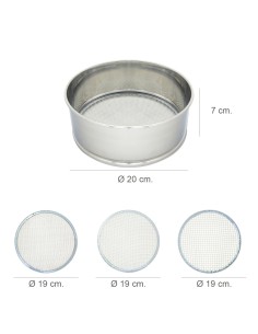 Harinero Tamizador Acero Inoxidable Ø 20 cm. Con 3 Mallas Intercambiables 2