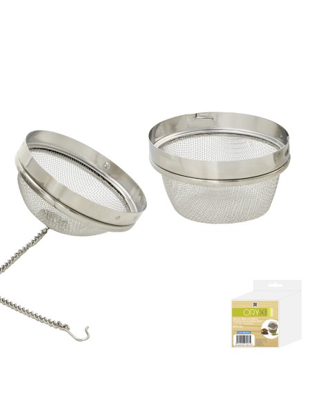Bola Malla Para Especias / Te / Legumbres Acero Inoxidable Ø 9 cm. Con Cadena