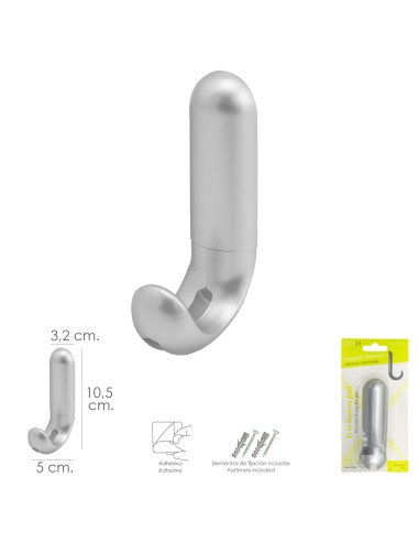 Colgador Adhesivo / Atornillable Plateado Mate