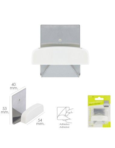 Colgador Percha Adhesivo Acero Inoxidable Color Metalizado / Blanco