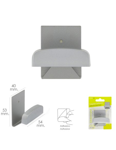Colgador Percha Adhesivo Acero Inoxidable Color Gris