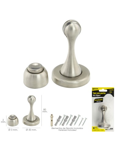 Tope Puerta Retenedor Magnetico Extrafuerte Acero Inoxidable Para Pared y Suelo