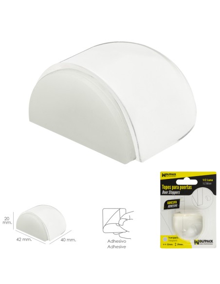 Tope Puerta Adhesivo Transparente Media Luna