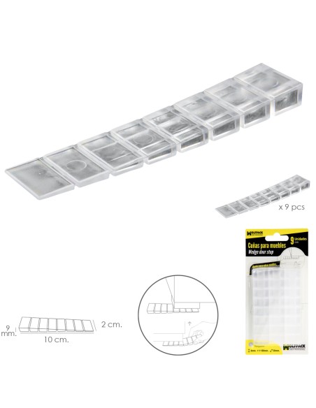 Cuñas Calza Muebles Ajustable / Recortable Transparente (Blister 9 Piezas)
