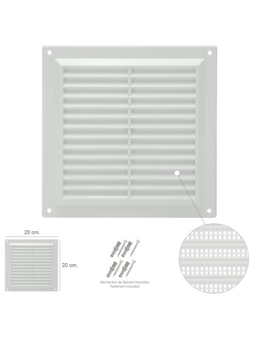 Rejilla Plastico Sobreponer Con Malla Posterior 20x20 cm.