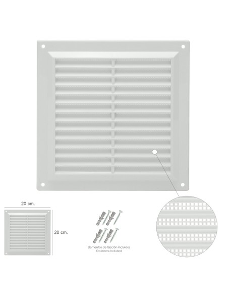 Rejilla Plastico Sobreponer Con Malla Posterior 20x20 cm.