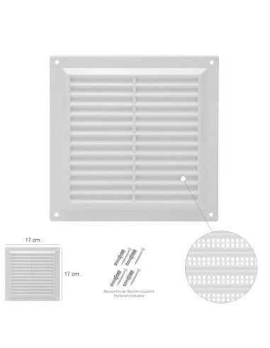 Rejilla Plastico Sobreponer Con Malla Posterior 17x17 cm.