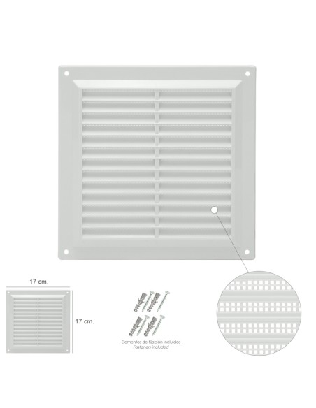 Rejilla Plastico Sobreponer Con Malla Posterior 17x17 cm.