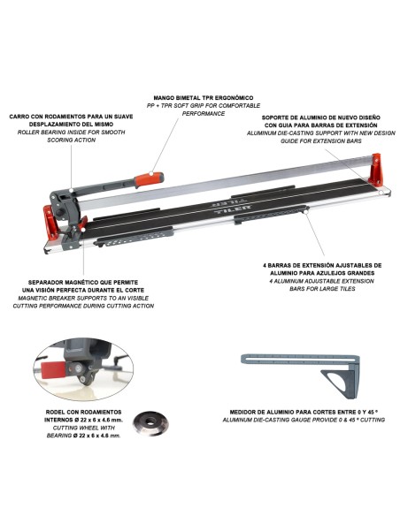 Corta Azulejos Wolfpack Profesional Base Aluminio 1200 mm. Azulejos Grandes