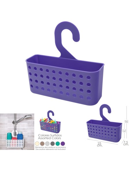 Cesta Plastico Multiusos (Pinzas / Duchas) Con Colgador Colores Surtidos