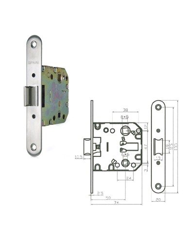 Picaporte Wolfpack 2000- 50 Acero Zincado Canto Redondo