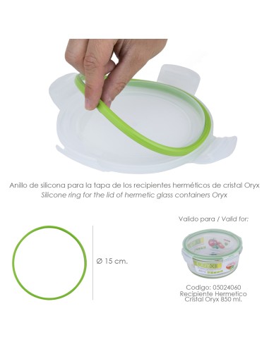 Anillo Silicona Para Recipiente Hermetico Cristal Redondo 850 ml.