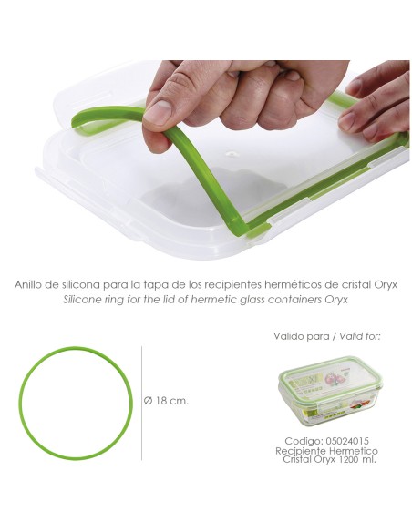 Anillo Silicona Para Recipiente Hermetico Cristal Rectangular 1.200 ml.