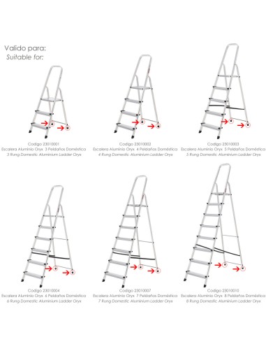 Contera Escaleras Aluminio Oryx Trasera, de 3 a 8 Peldaños
