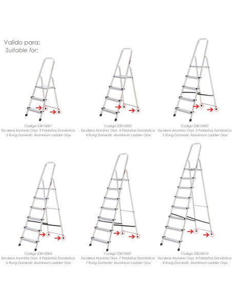 Contera Escaleras Aluminio Oryx Trasera, de 3 a 8 Peldaños