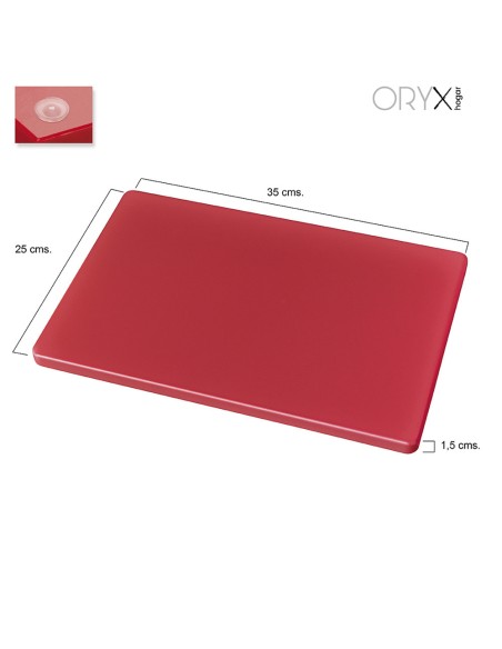 Tabla Cortar Polietileno 35x25x1,5 cm. Color Rojo