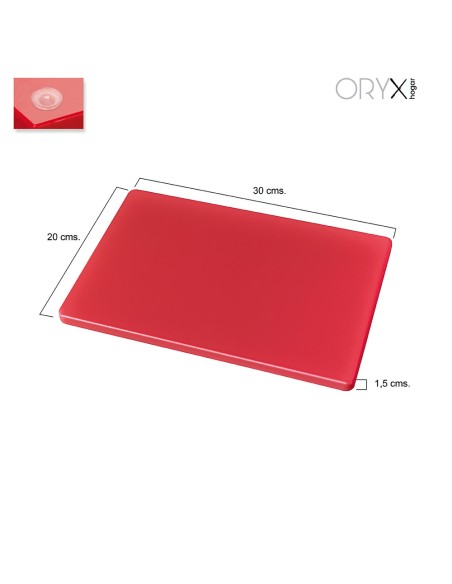 Tabla Cortar Polietileno 30x20x1,5 cm. Color Rojo