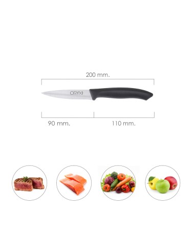 Cuchillo Nuuk Mondador Hoja Acero Inoxidable 9 cm. Negro (Blister 3 Piezas)