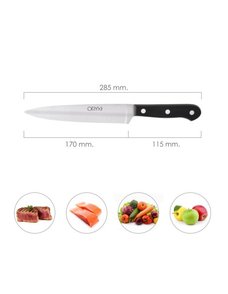 Cuchillo Grenoble Cocina Hoja Acero Inoxidable 17 cm. Negro