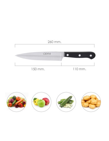 Cuchillo Grenoble Verduras Hoja Acero Inoxidable 15 cm. Negro