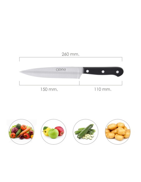 Cuchillo Grenoble Verduras Hoja Acero Inoxidable 15 cm. Negro