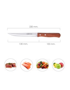 Cuchillo Montana Cocina Hoja Acero Inoxidable 13 cm. Mango Madera 2