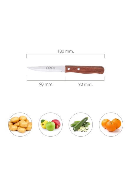 Cuchillo Montana Patatero Hoja Acero Inoxidable 9 cm. Mango madera (Blister 3 piezas)