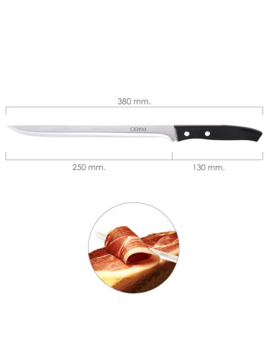 Cuchillo Aspen Jamonero Hoja Acero Inoxidable 25 cm. Negro