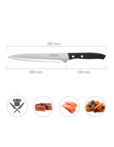 Cuchillo Aspen Cocinero / Chef Hoja Acero Inoxidable 20 cm. Negro
