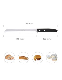 Cuchillo Aspen Panero Hoja Acero Inoxidable 19 cm. Negro 2