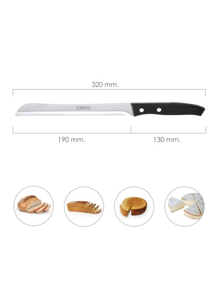 Cuchillo Aspen Panero Hoja Acero Inoxidable 19 cm. Negro