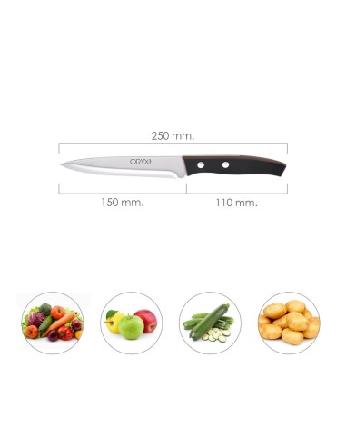 Cuchillo Aspen Verduras Hoja Acero Inoxidable 15 cm. Negro