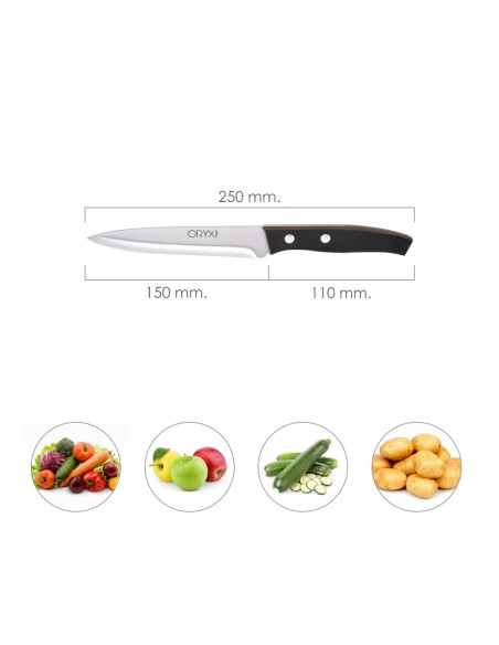 Cuchillo Aspen Verduras Hoja Acero Inoxidable 15 cm. Negro