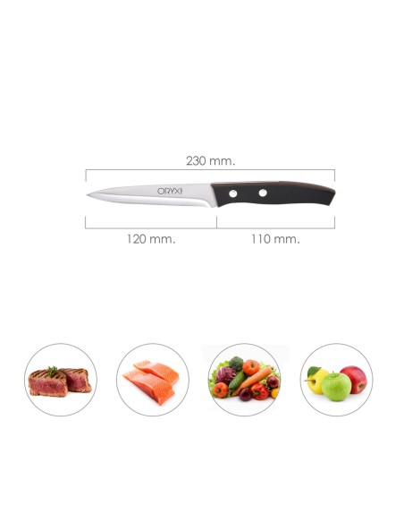 Cuchillo Aspen Cocina Hoja Acero Inoxidable 12 cm. Negro