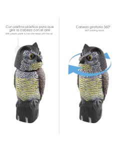 Buho Ahuyentador de Pajaros / Aves Con Cabeza Giratoria 40 cm. 2